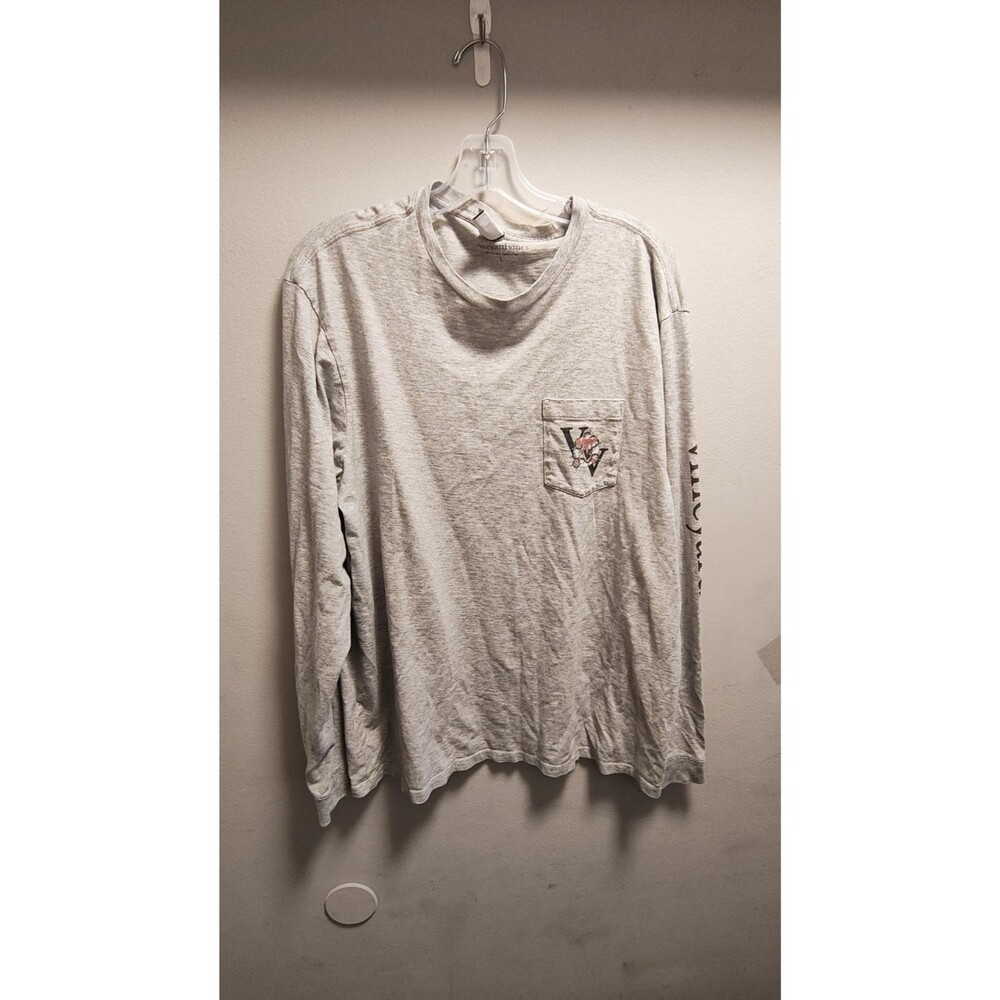 Vineyard Vines Shirt Mens Large Gray Long Sleeve Christmas Wreath Logo